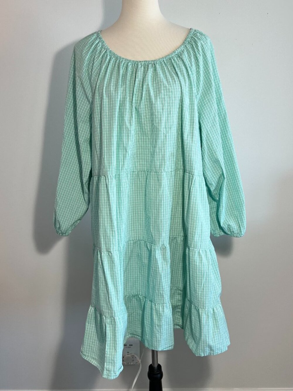 J Crew Tiered Dress Green check Size 3X